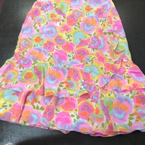 Nanette Lepore Silk Skirt Floral Ruffle